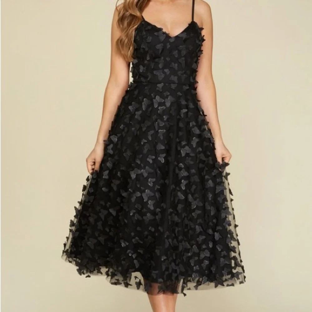 NWT corset tie up prom‎ Dress 3D butterfly Formal Black silver accents  XS S